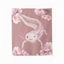 Süße Wasserfarbe Rosa Axolotl-Tapete
