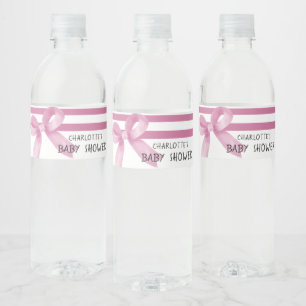 Süße Wasserfarbe Rosa Schleife Baby Shower Wasserflaschenetikett