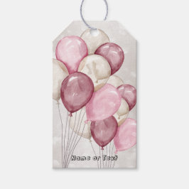 Süße Wasserfarbe Rosa Weiße Ballons Party Geschenkanhänger
