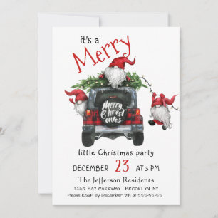 Süße Wasserfarbe Rote Gnome Kleine Weihnachtsfeier Einladung