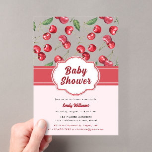 Süße Wasserfarbe Rote Kirsche Baby Shower Acryleinladungen