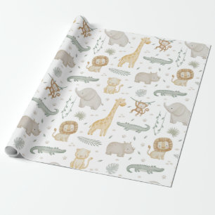 Süße Wasserfarbe-Safari-Tiere Geschenkpapier