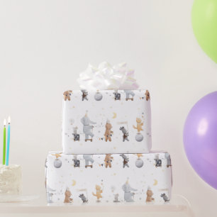 Süße Wasserfarbe-Safari-Zirkus-Tiere Boho Geschenkpapier