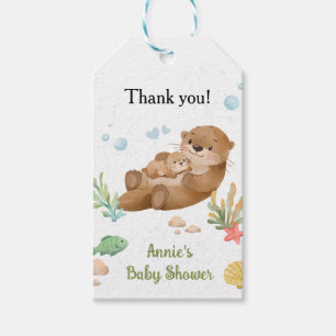 Süße Wasserfarbe Seeotter-Mutter & Baby Geschenkanhänger