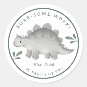 Süße Wasserfarbe Stegosaurus Riesige Arbeit Lehrer Runder Aufkleber