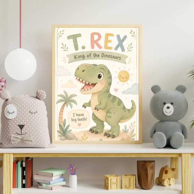 Süße Wasserfarbe T. Rex Dinosaurier-Kinderzimmer Poster (Von Creator hochgeladen)