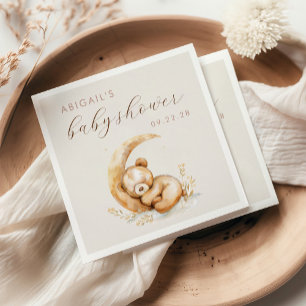 Süße Wasserfarbe-Teddybär-Mond-Baby-Party Serviette