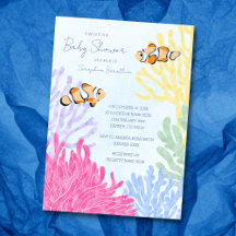 Süße Wasserfarbe Tropische Clownfisch-Baby-Party