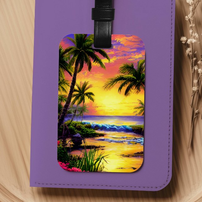Süße Wasserfarbe Tropischer Strand Gepäckanhänger (Von Creator hochgeladen)