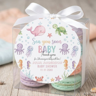 Süße Wasserfarbe Unter dem Meer Danke Baby Shower Runder Aufkleber