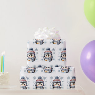 Süße Wasserfarbe Winter Pinguin Weihnachtsverpacku Geschenkpapier