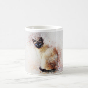 Süße Wasserfarben-Abstrakt Siamkatze Kaffeetasse