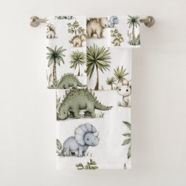 Süße Wasserfarben-Baby-Dinosaurier Badhandtuch Set