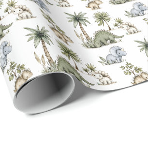 Süße Wasserfarben-Baby-Dinosaurier Geschenkpapier