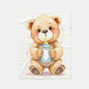 Süße Wasserfarben-Baby-Teddybär-Illustration Fleecedecke