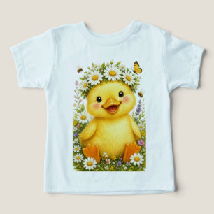 Süße Wasserfarben-Babyente mit Gänseblümchen-Krone