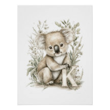 Süße Wasserfarben-Babytiere mit Alphabet-Buchstabe