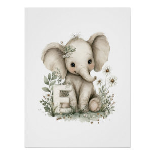 Süße Wasserfarben-Babytiere mit Alphabet-Buchstabe Poster