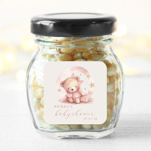 Süße Wasserfarben-Bär-Baby-Party Quadratischer Aufkleber