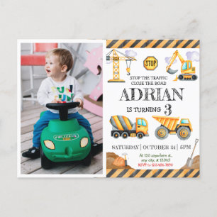 Süße Wasserfarben-Baustelle Kindergeburtstag Postkarte