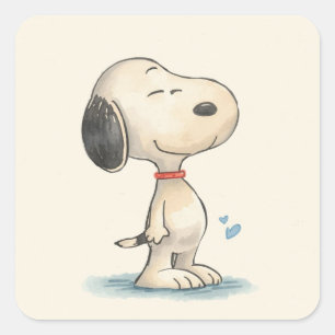 Süße Wasserfarben-Beagle-Hund-Illustration Quadratischer Aufkleber
