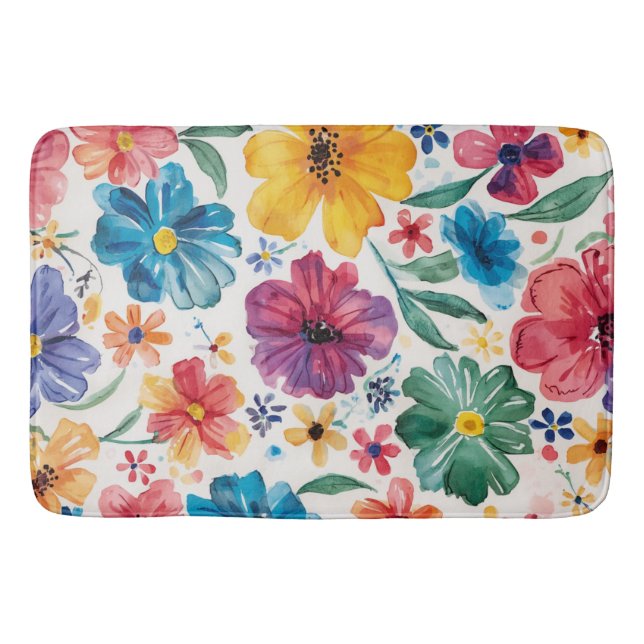 Süße Wasserfarben-Blumen Badematte (Vorderseite)