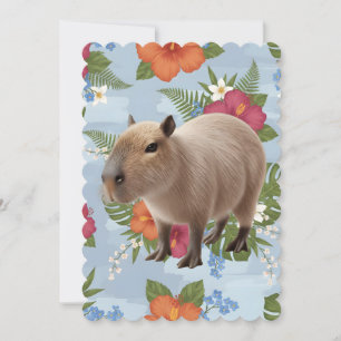 Süße Wasserfarben-Capybara-Tier-Illustration Einladung