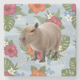 Süße Wasserfarben-Capybara-Tier-Illustration Steinuntersetzer