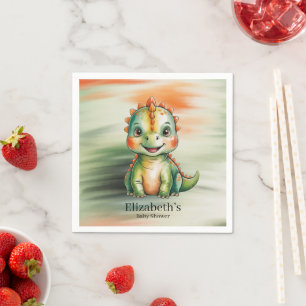 Süße Wasserfarben-Dinosaurier-Baby-Party Serviette