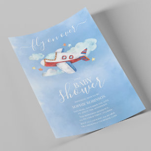 Süße Wasserfarben-Flugzeug-Babyparty Einladung