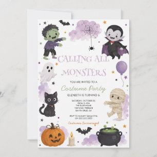 Süße Wasserfarben-Halloween-Kostenüm-Party  Einladung