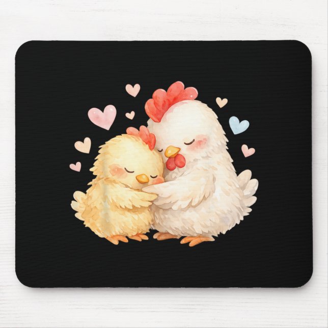 Süße Wasserfarben-Henne kuschelt sanft _1  Mousepad (Vorne)