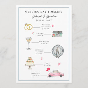 Süße Wasserfarben-Illustration Hochzeitstag Programm