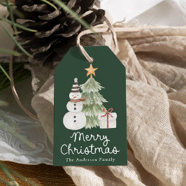 Süße Wasserfarben-Illustrationen Grüne Weihnachten Geschenkanhänger