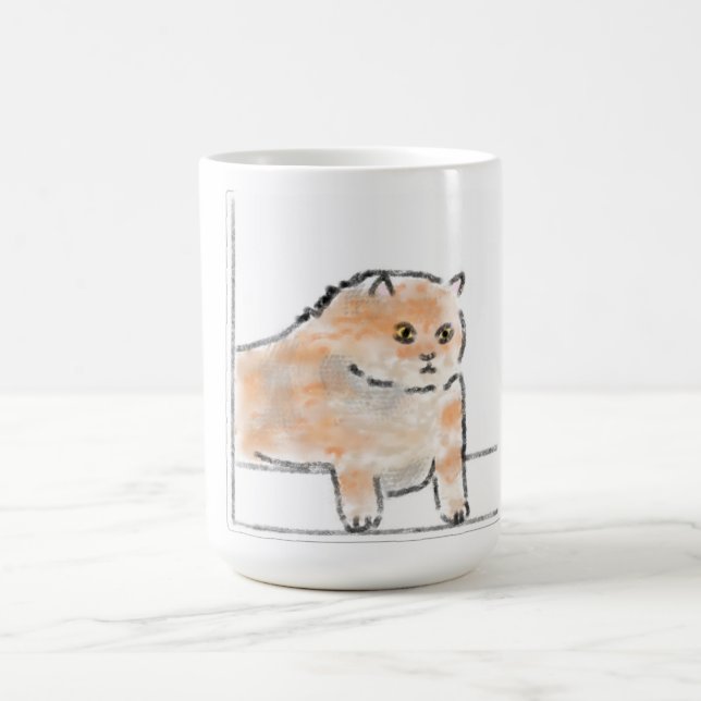 Süße Wasserfarben-Katze-Illustration Kaffeetasse (Mittel)