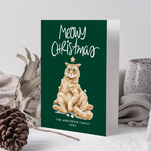 Süße Wasserfarben-Katze Meowy Weihnachten Nicht-Fo