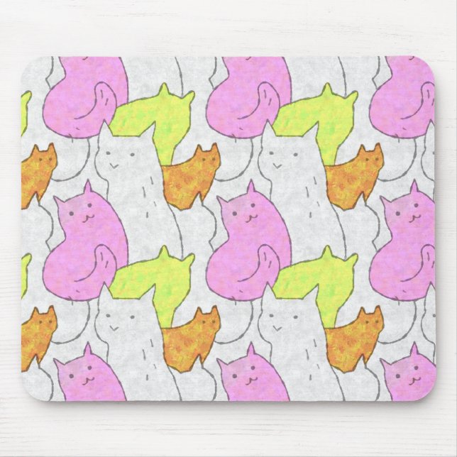 Süße Wasserfarben-Katzen-Doodle-Muster Mousepad (Vorne)