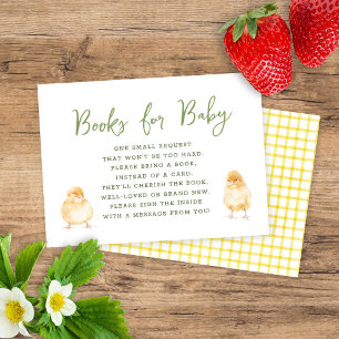 Süße Wasserfarben-Küken-Bücher Für Baby Shower Begleitkarte