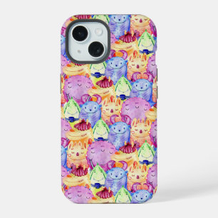 Süße Wasserfarben-Monster iPhone 15 Hülle