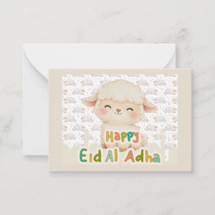 Süße Wasserfarben-Schafe Eid Al-Adha Flachkarte Mitteilungskarte