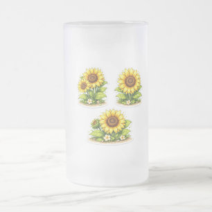 Süße Wasserfarben-Sonnenblumen-Mattglas-Bierglas Mattglas Bierglas