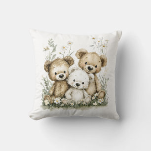 Süße Wasserfarben-Teddybär-Gruppe Kissen