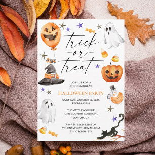 Süße Wasserfarben-Trick-or-Treat-Halloween-Party Einladung