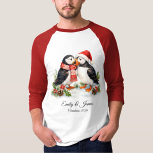 Süße Wasserfarben-Winter-Papageientaucher-Weihnach T-Shirt