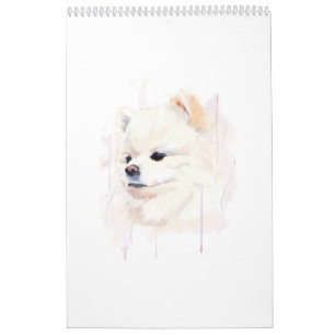 Süße Wasserfarbenmalerei eines Pomeranian-Hundes Kalender