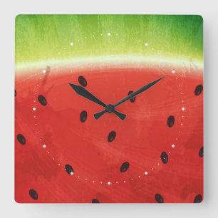 Süße Wassermalfarbe Wassermelone Riesiges lustiges Quadratische Wanduhr