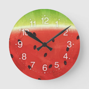 Süße Wassermalfarben-Wassermelone Riesige lustige Runde Wanduhr
