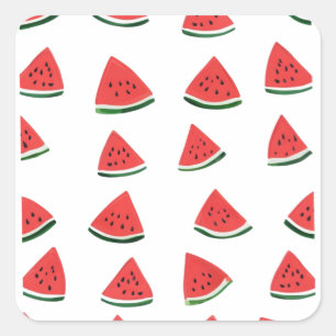 Süße Wassermelone Nahtloses Muster Quadratischer Aufkleber