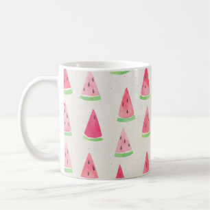 Süße Wassermelone: nahtloses Wasserfarbmuster. Kaffeetasse