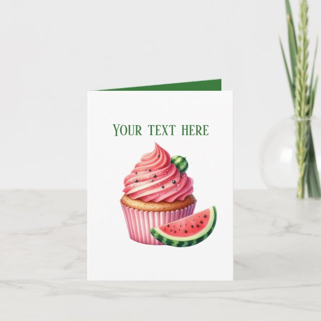 Süße Wassermelonen-Cupcakes anpassbar Karte (Vorderseite)